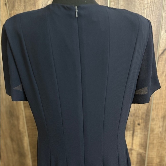 Talbots Vintage Pleated Maxi Dress Faux Buttons Navy Women's Size 12 - Picture 12 of 13